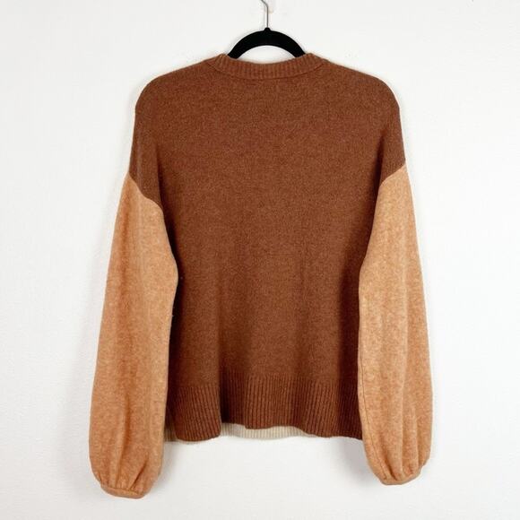 Madewell Colorblock Payton Pullover Sweater Crew Neck Drop Sleeve Fall Medium - Picture 4 of 8